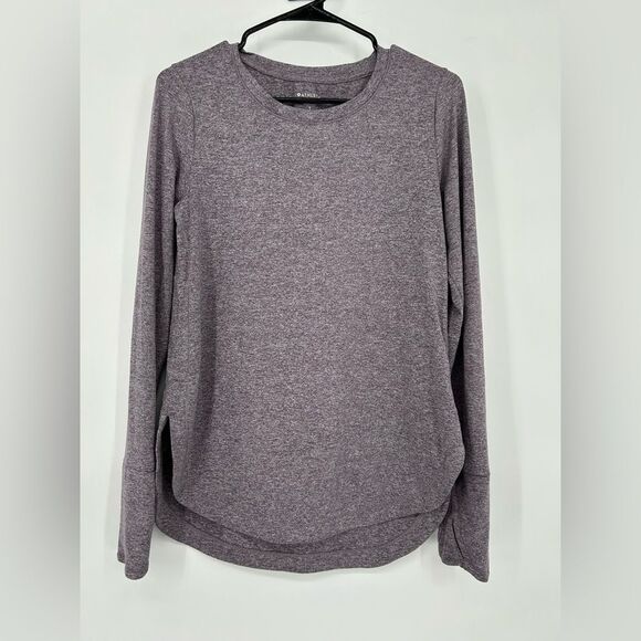 Athleta Uptempo Long Sleeve Heathered Top Curved Hem Shirt Purple Small - Picture 2 of 8